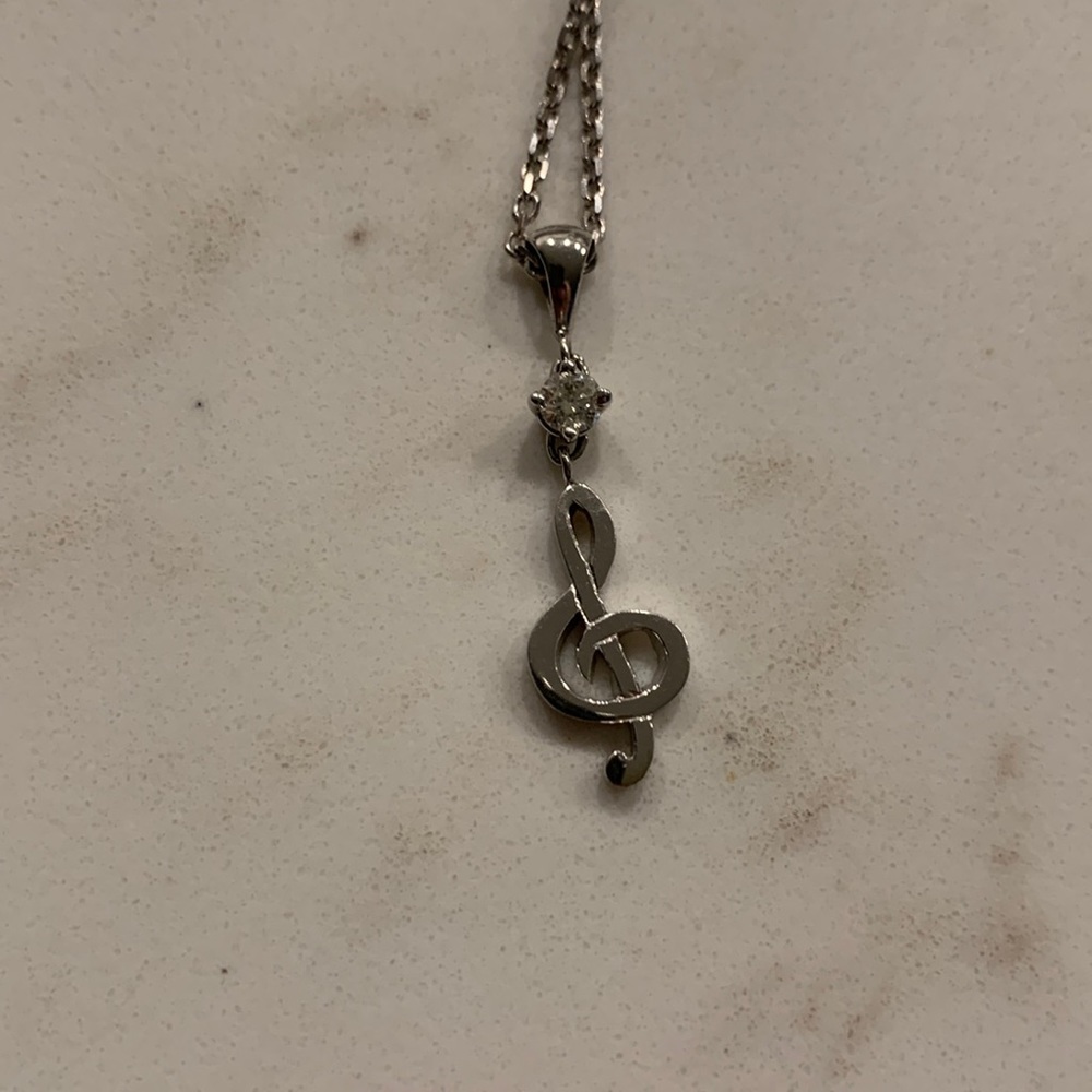 Long necklace. Authentic sterling silver. Diamond.